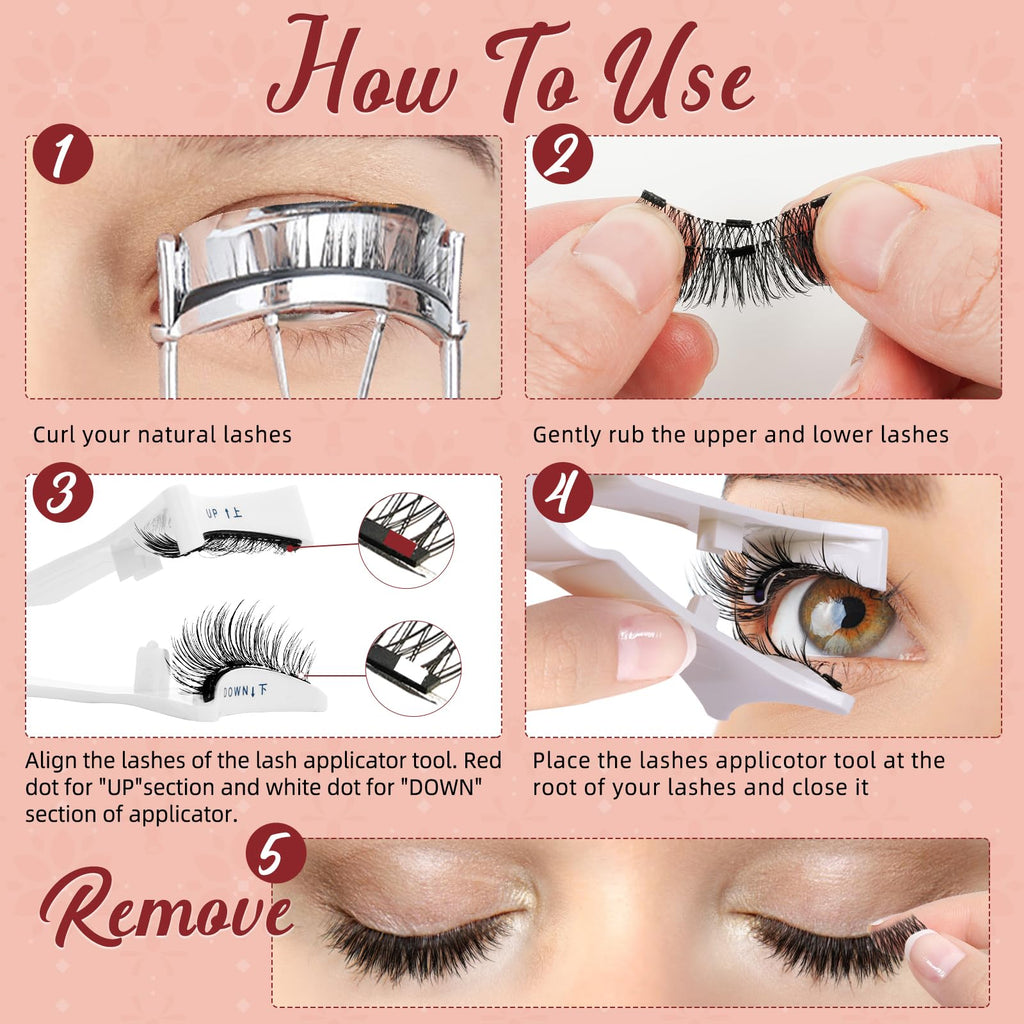 Higu clace Magnetic Eyelashes 4Pairs Magnetic Lashes with Applicator(E)