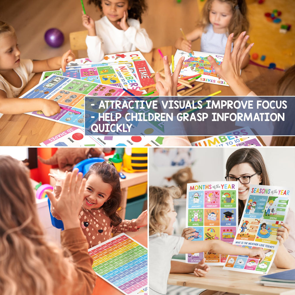 Buy now BEAWART 18 Laminated Educational Posters For Toddlers, Preschool Posters for Classroom, Kindergarten Wall Decor, PreK Learning Materials Alphabet Number Chart at indiglob india