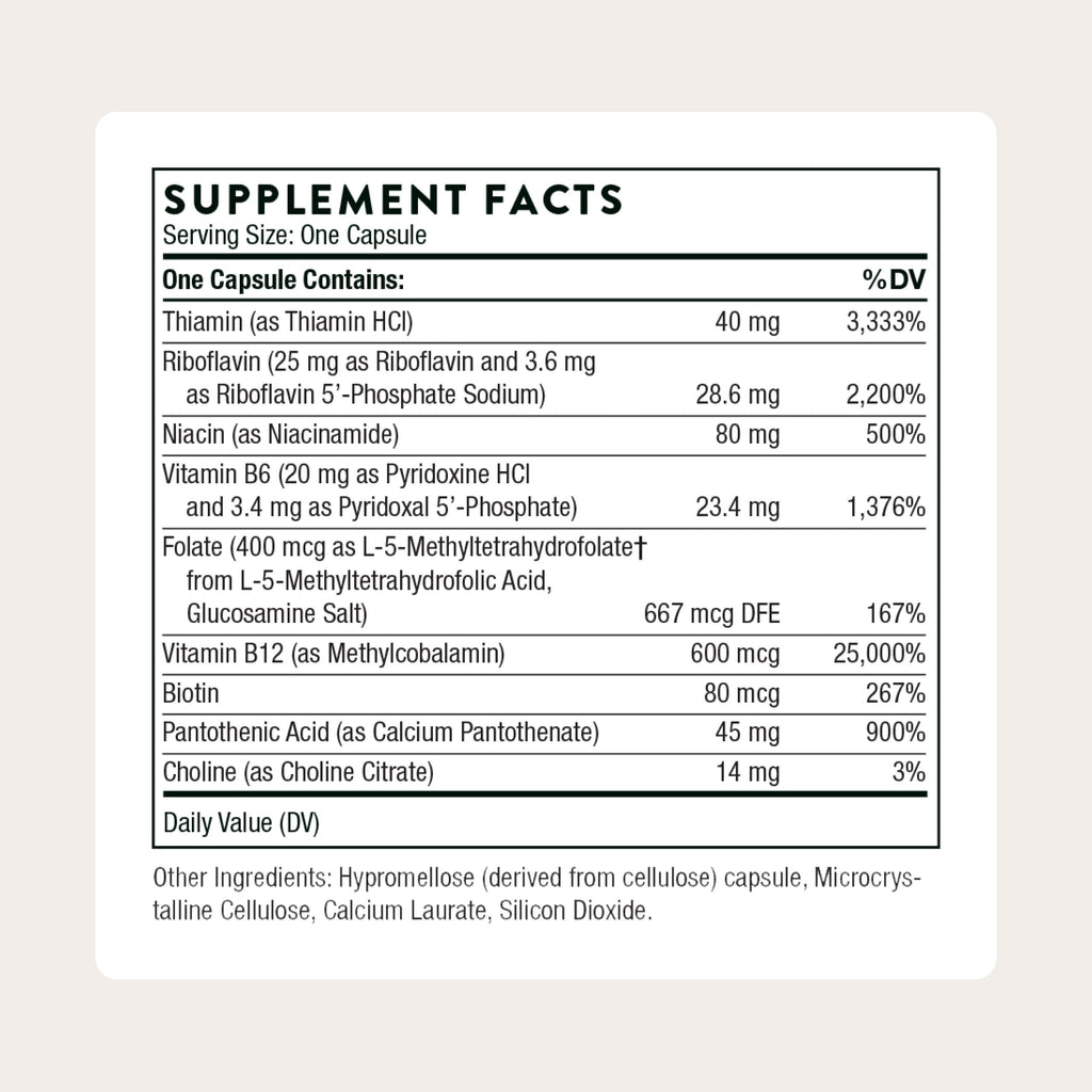 THORNE B-Complex #12, 8 Active B Vitamins & Choline, 60 Capsules