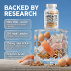 Clean Nutraceuticals Amino Acids Supplement L-Lysine, L-Threonine, L-Leucine, Isoleucine, Valine, L-Histidine, L-Tryptophan, L-Methionine, L-Arginine, L-Cysteine, L-Glutamine, L-Serine, Aspartic Acid