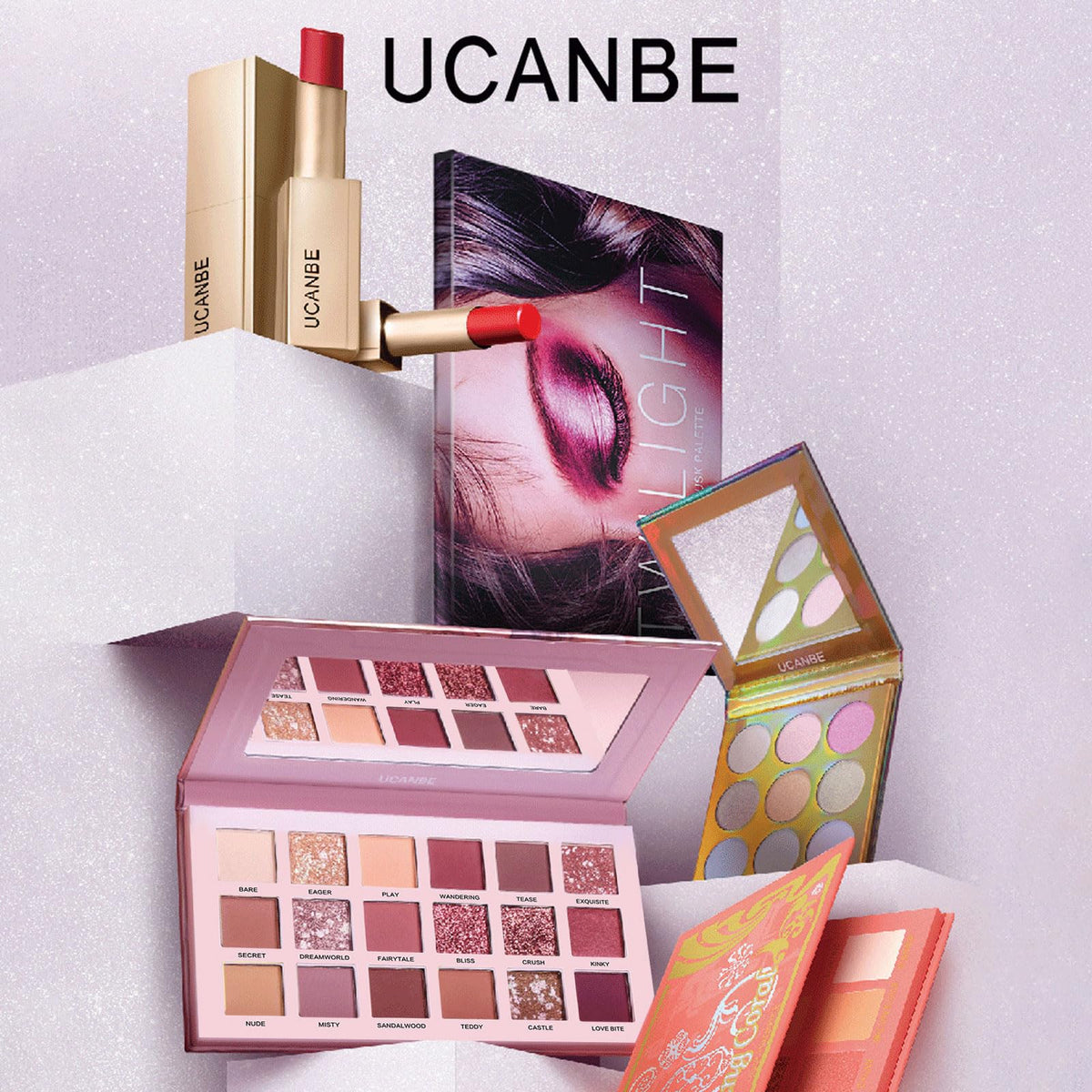 UCANBE 2Pcs Twilight Dusk & Aromas Nude Eyeshadow Palette Makeup Set, Matte Shimmer Glitter Pressed Pearl All Highly Pigmented Blending Powder, Natural Velvet Texture Eye Shadow Kit