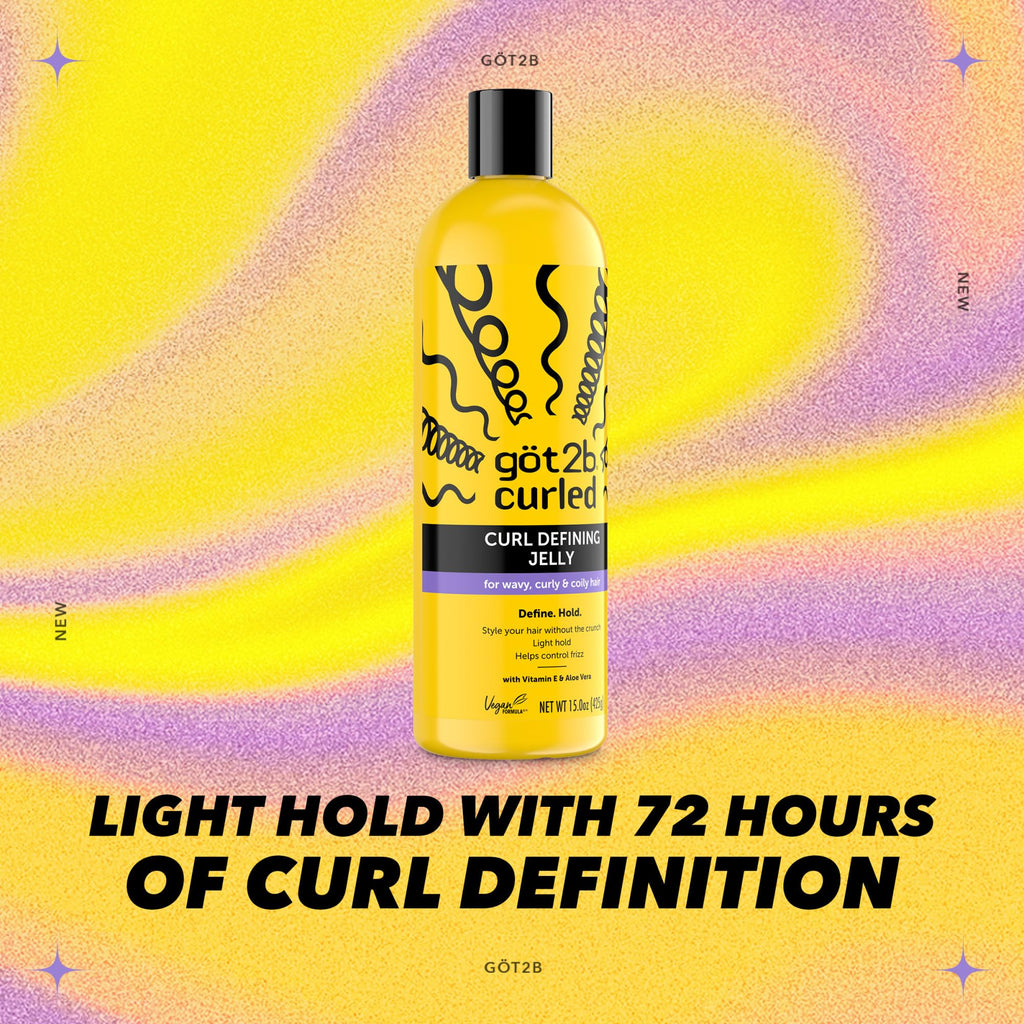 got2b Curled Defining Jelly, Curl Gel for Wavy to Coily Hair | Defines curls and waves, 72-hour frizz control, Moisture-locking with vitamin E and argan oil, Vegan, No crunch formula