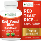Red Yeast Rice with CoQ10 Supplement, Cholesterol & Heart Health Support | Extra Strength Red Yeast Rice 1200 MG (600 MG Per Capsule), Citrinin-Free, Doctor-Formulated, Non-GMO, Vegan, 120 Capsules