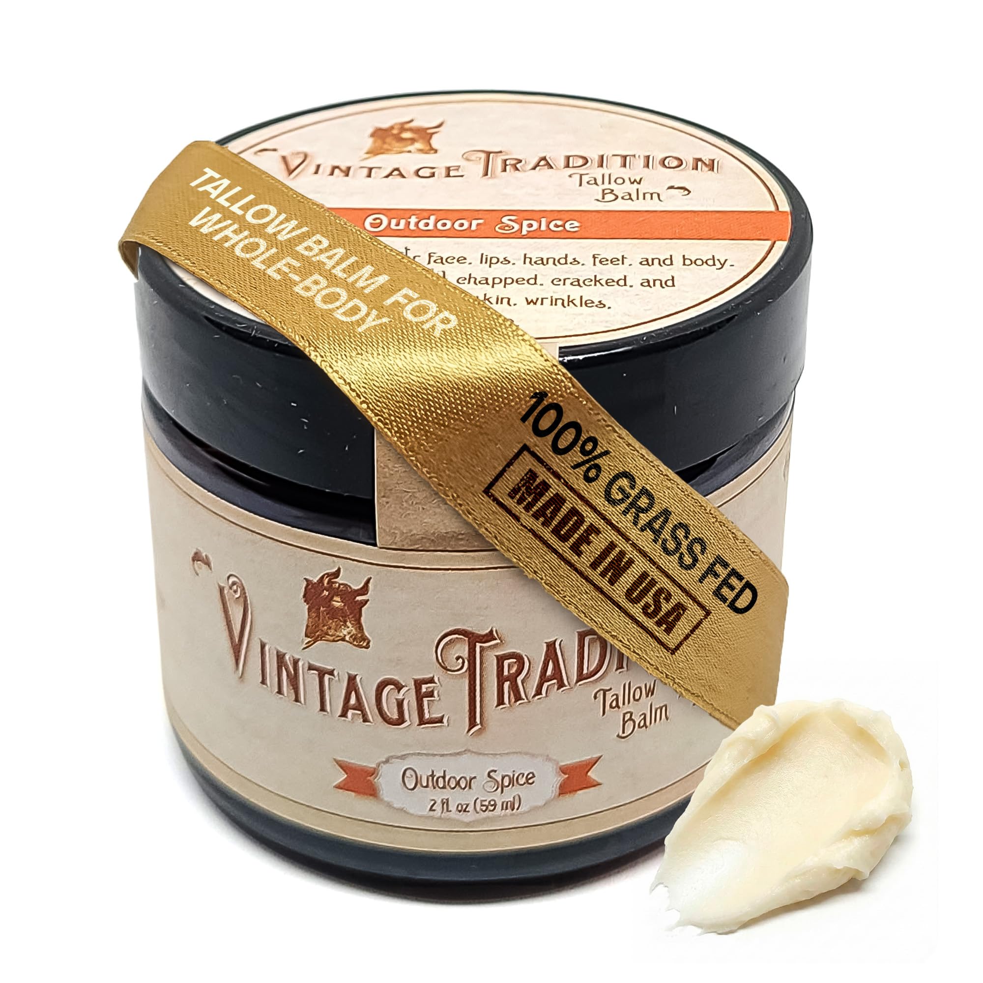 Buy now Vintage Tradition Beef Tallow All Purpose Balm - Healing, Hydrating Weather-Protecting Skin Care Salve Replaces Body Lotion, Hand Cream, More - Essential Oil, Olive Oil, and Grass-Fed Tallow, 2 fl oz. at indiglob india