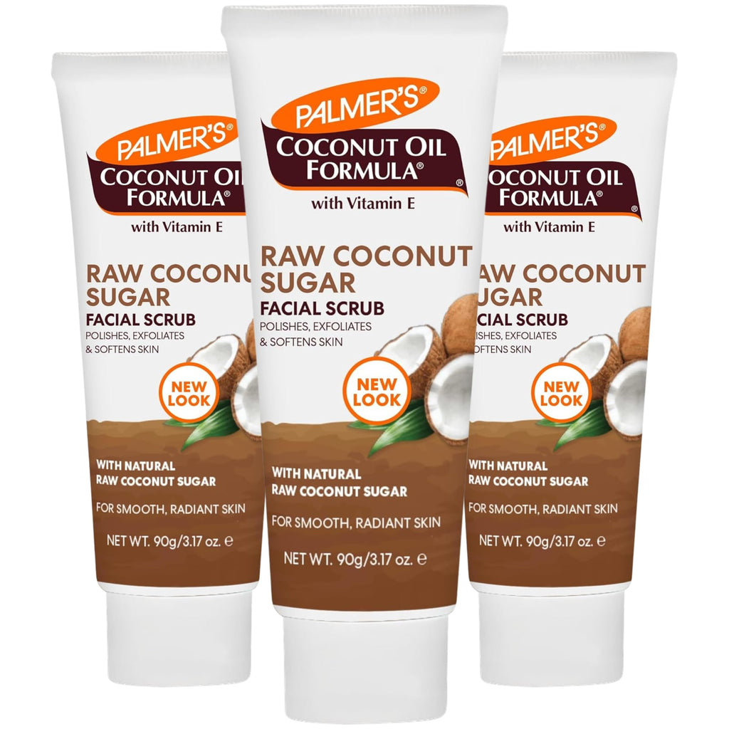 Palmer's Coconut Sugar Facial Scrub Exfoliator (3.17 Oz - Pack of 3) | 3.17 oz Face Scrub to Gently Exfoliate Away Dirt and Dead Skin Cells with Chamomile to Soften & Calm for Smooth, Radiant Skin