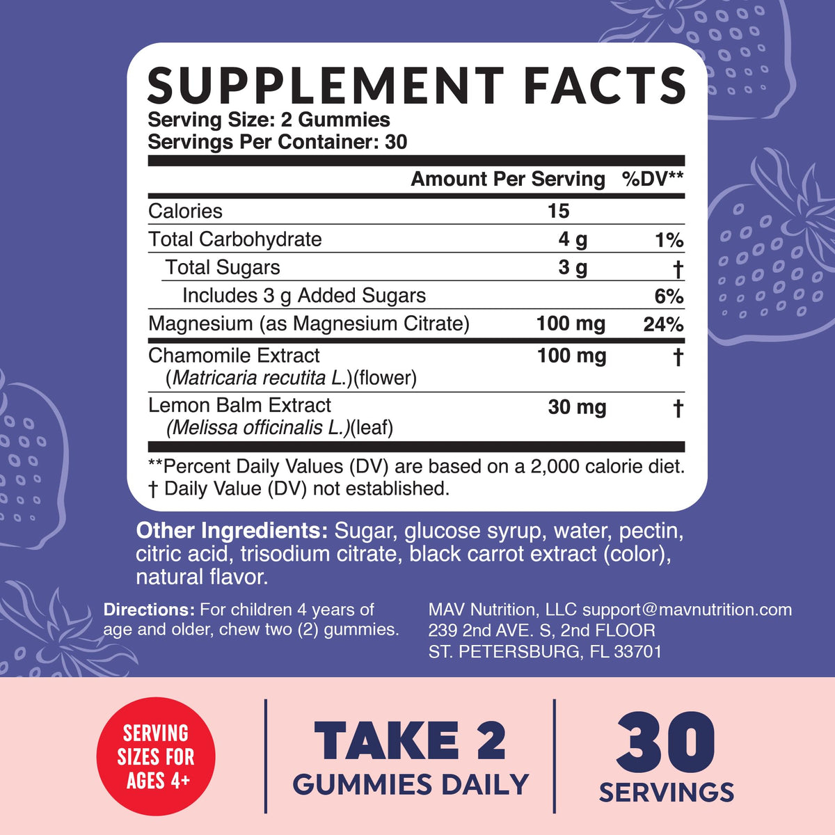 Magnesium Calming Gummies for Children, Strawberry, Relaxation Support