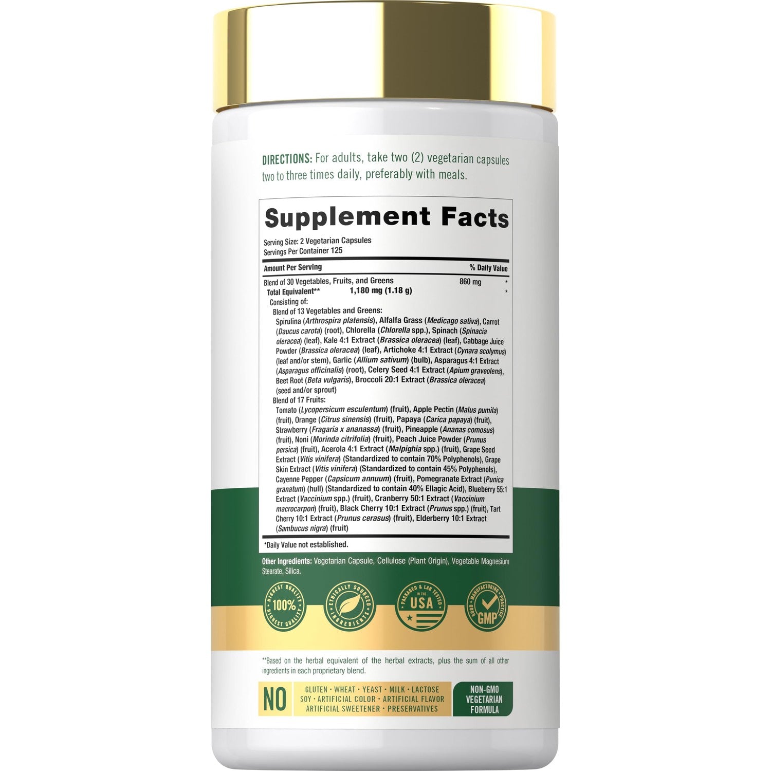 Carlyle Fruits and Veggies Supplement | 250 Capsules | Made With 30 Fruits and Vegetables | Vegetarian, Non-GMO, Gluten Free Superfood Formula