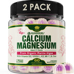 Plant Based Calcium Gummies 600mg with Vitamin D3 K2, Magnesium, Zinc for Bone Strength, Sugar Free Calcium Supplements for Women & Men (Certified Vegan) from Sustainably Organic Red Algae - 60 Counts