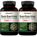 NatureBell Berberine Supplement 1,500mg with Ceylon Cinnamon & Turmeric Root, 240 Veggie Capsules | 97% Pure Berberine HCL | Supports Balanced Sugar Levels & Heart Health | Vegan, Non-GMO