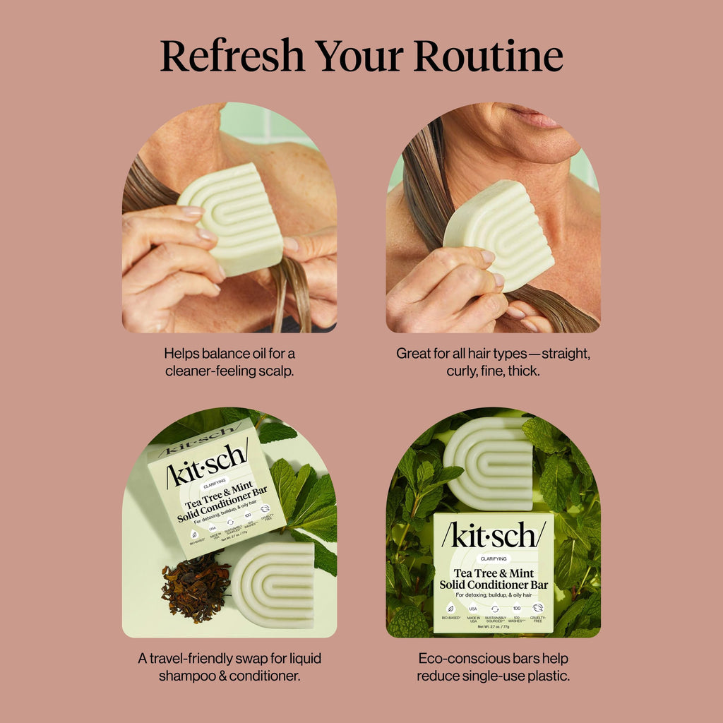 Buy now Kitsch Clarifying Tea Tree & Mint Conditioner Bar - Hair Conditioner for Scalp & Oil Control - Vegan Conditioner for Women and Men, Color-Safe, Sustainable Hair Care - Made in USA, 2.7 oz at indiglob india