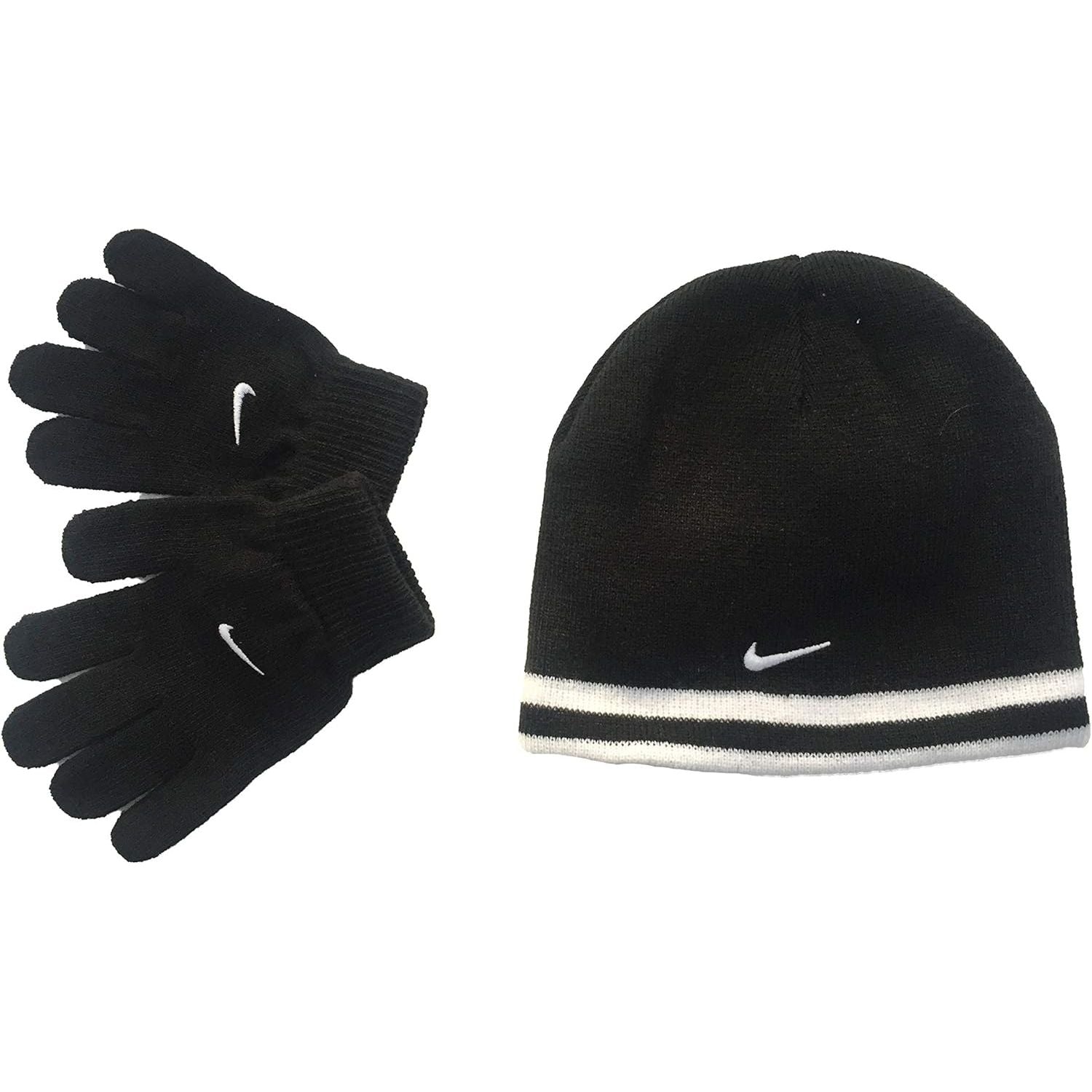 Buy now Nike Boys' Reversible Beanie and Glove Set 8-18 Years Black(9a2427-023) White Black at indiglob india