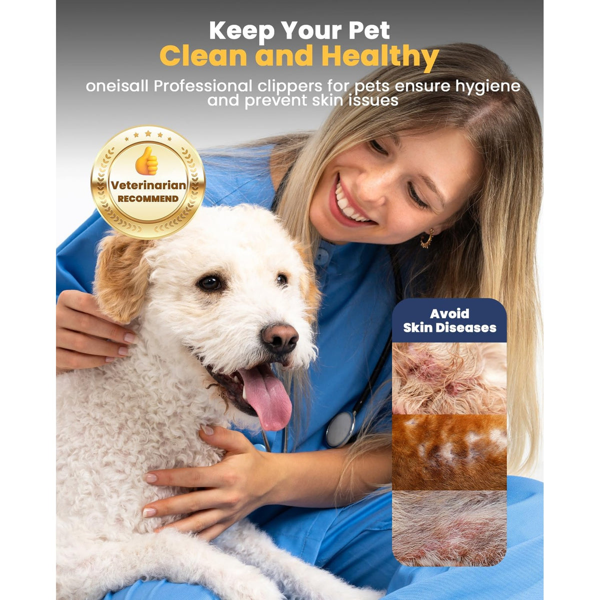oneisall Dog Clippers Grooming Kit for Thick Coats & Heavy Duty