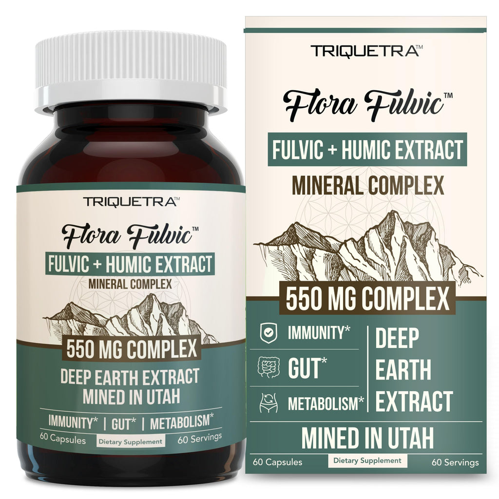 Flora Fulvic | Fulvic Acid + Humic Acid Complex – 550 mg | Mined in Utah, Prehistoric Deep Earth Extract | Immunity, Gut, Digestion – Natural Trace Mineral Complex, Fulvic Acid Supplement – 8 fl oz.