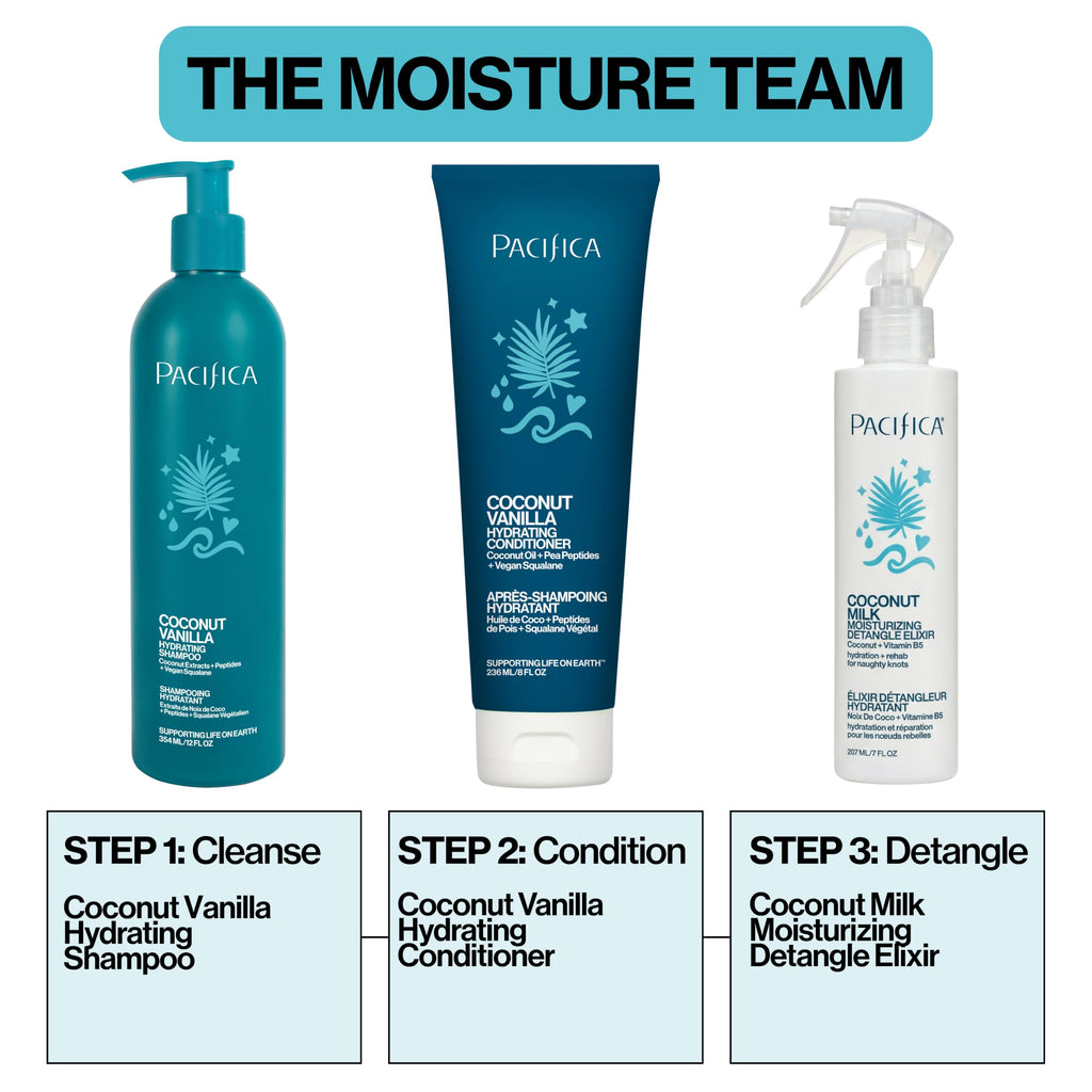 Pacifica Coconut Milk Hair Detangler Spray – Leave-In Conditioning Elixir for Tangle-Free Hair – Instantly Detangles Knots, Adds Shine & Moisture, Prevents Breakage & Frizz – Vegan & Cruelty-Free | Vegan