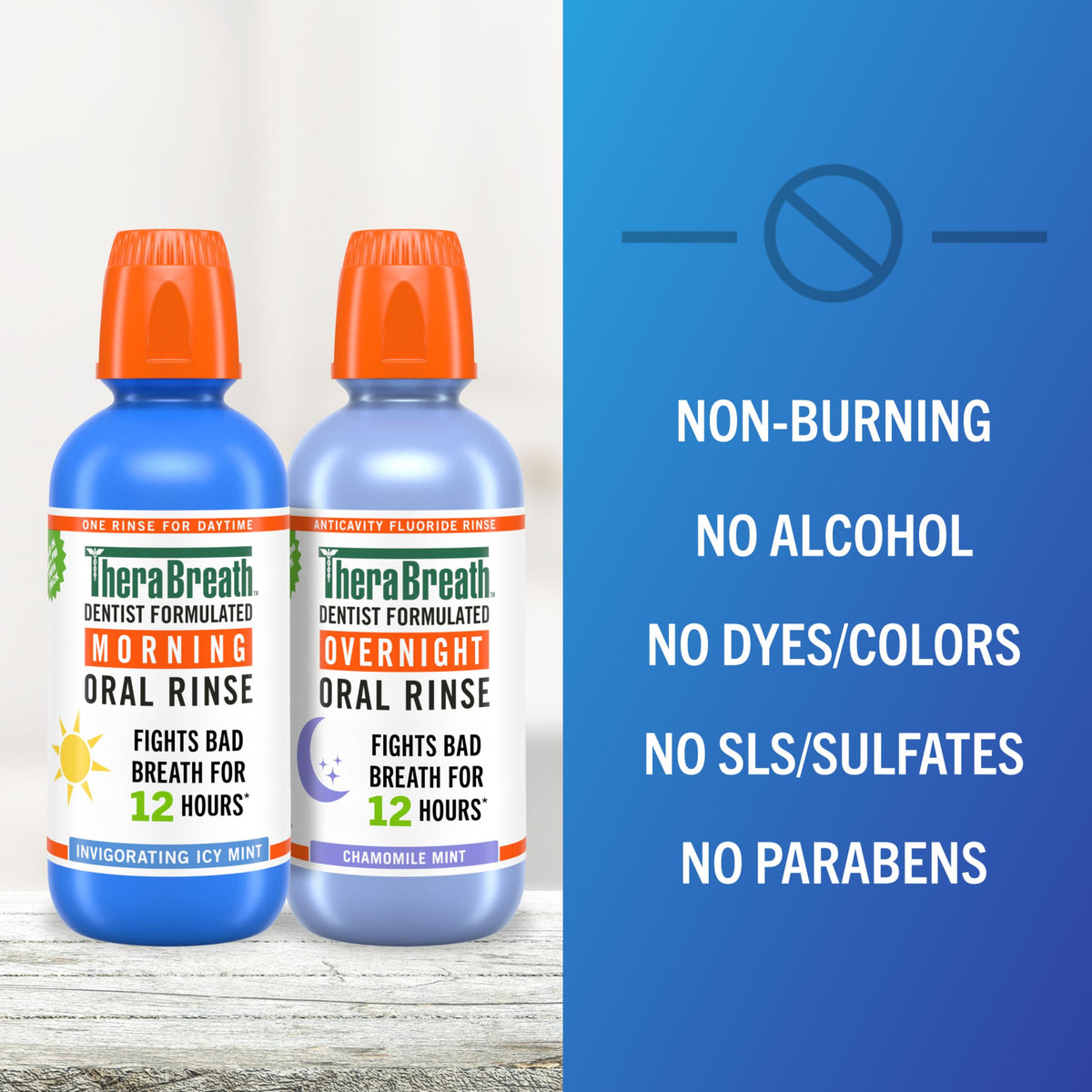 TheraBreath AM + PM Mouthwash Bundle, 16 fl oz, 2-Pack