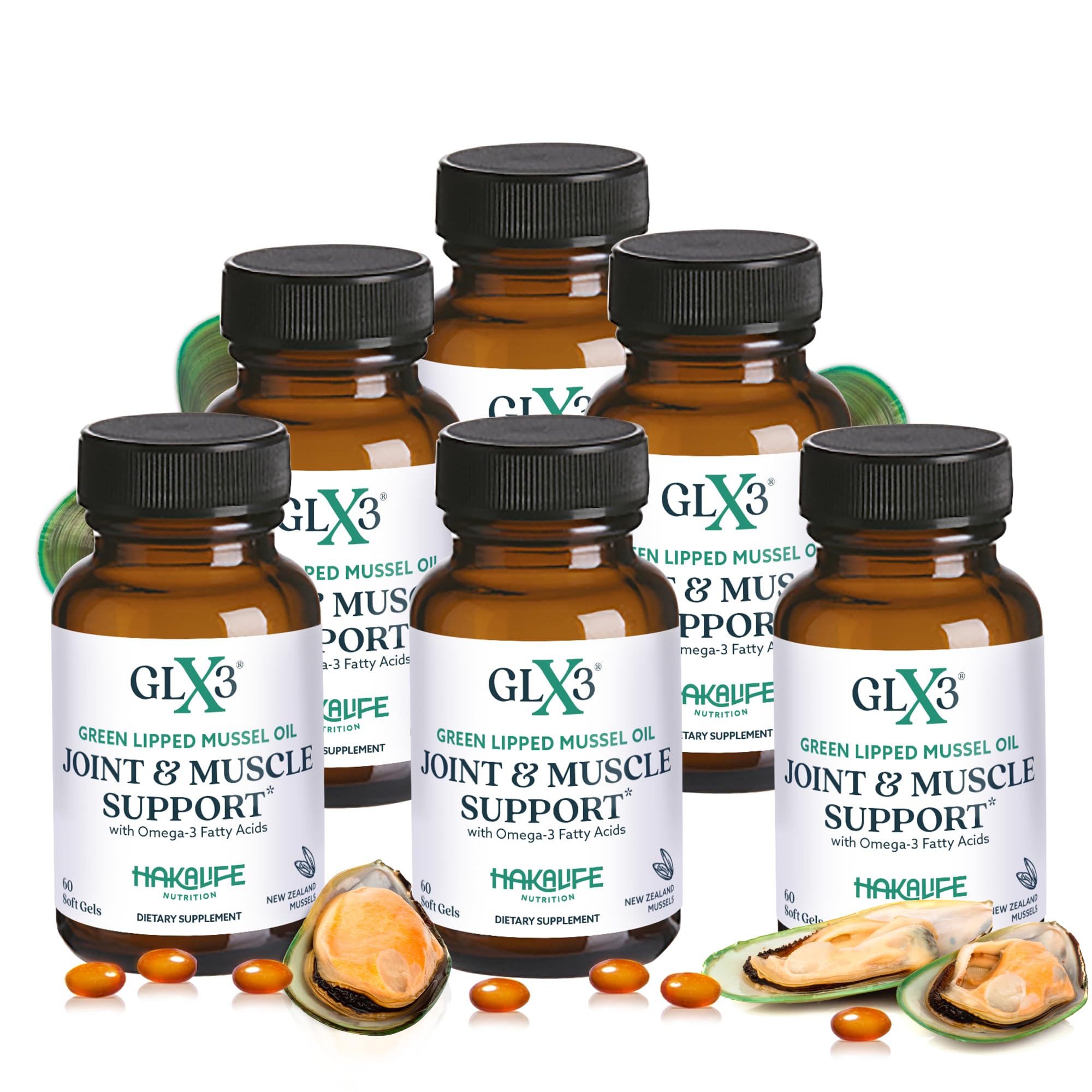 Haka Life GLX3 Green Lipped Mussel Oil Capsules for Joint and Muscle Support | Extra-Strength Omega-3 Green Lipped Mussel Supplement for Comfort, Flexibility & Recovery | Contains ETA, EPA, DHA