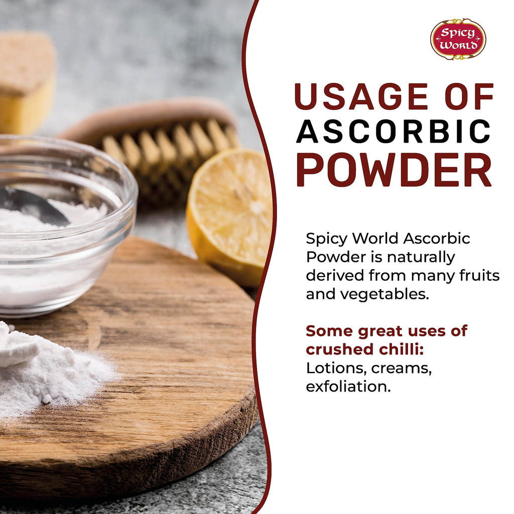 Spicy World Ascorbic Acid 1 LB Bulk Bag - Pure Vitamin C Powder - 100% Pure, Food Grade, Can be Used for Canning, Fruit, Pools - USP Grade