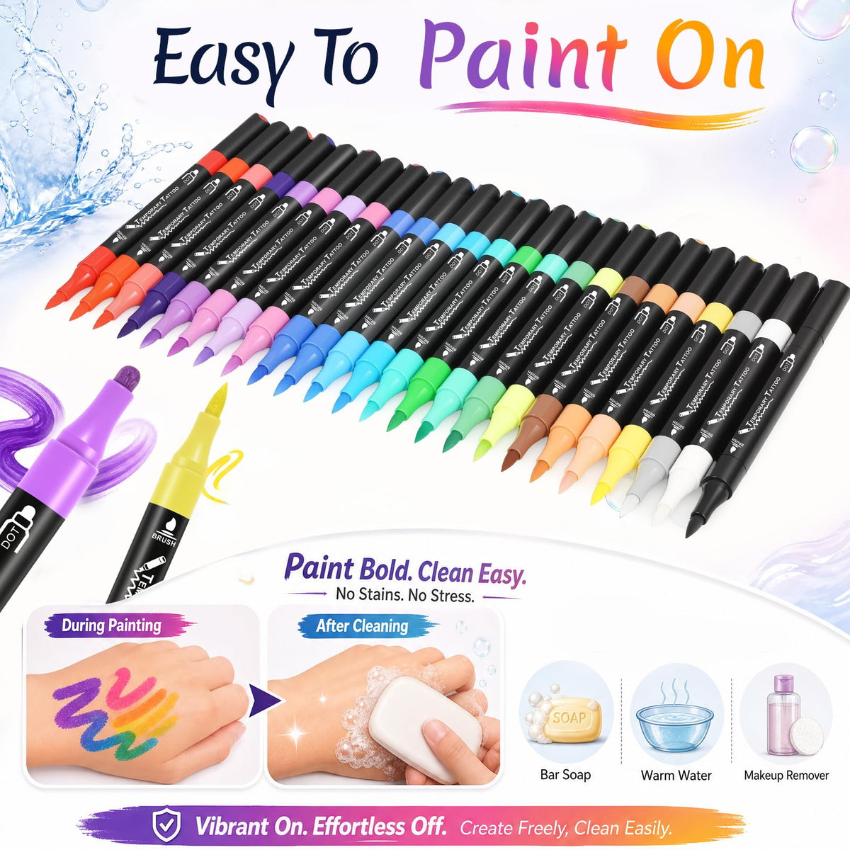 Temporary Tattoos Body Markers 24 Count 50 Temporary Tattoo Stickers 82 Stencils Skin Pens for Teen Girl Gifts Trendy Stuff Cool Birthday Gift Ideas Teens 12 13 14 15 16 17 18 Girls & Adults