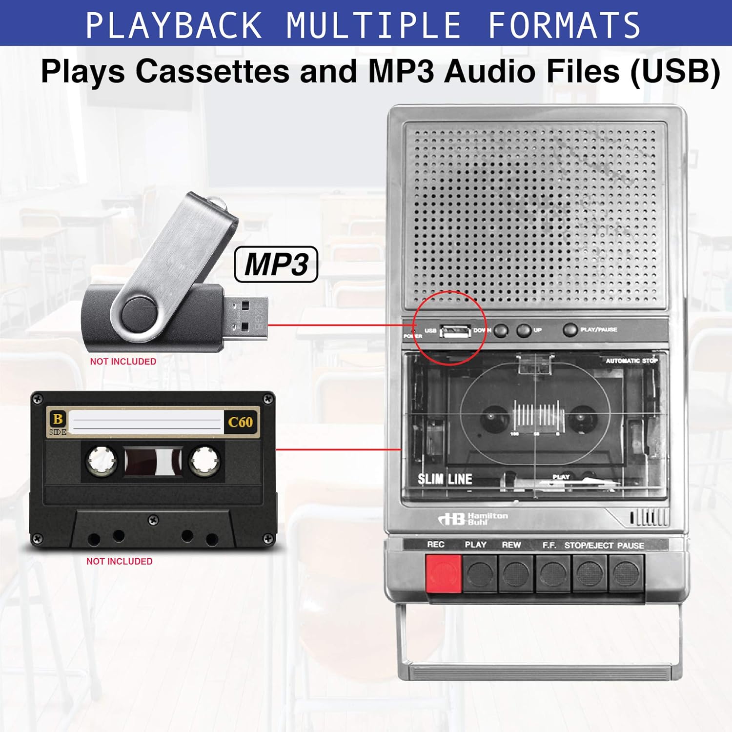 Buy now Hamilton Buhl Classroom Cassette Player, 2 Station, 1 Watt (D132) (HA802) at indiglob india