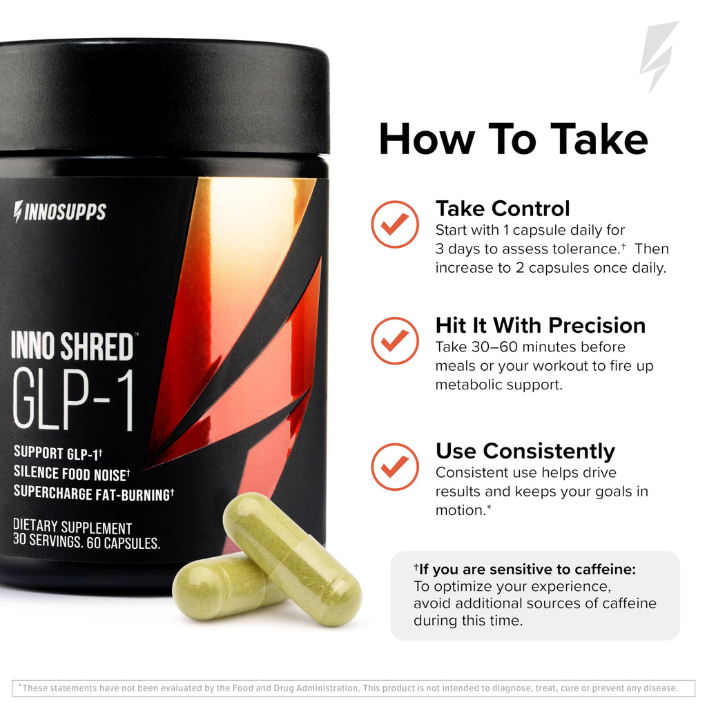 Inno Shred GLP-1 Thermogenic Fat Burner & Appetite Support, 30 Servings | Weight loss, metabolism & energy support with Berberine, Green Coffee Bean, B Vitamins; GLP-1 support for men & women