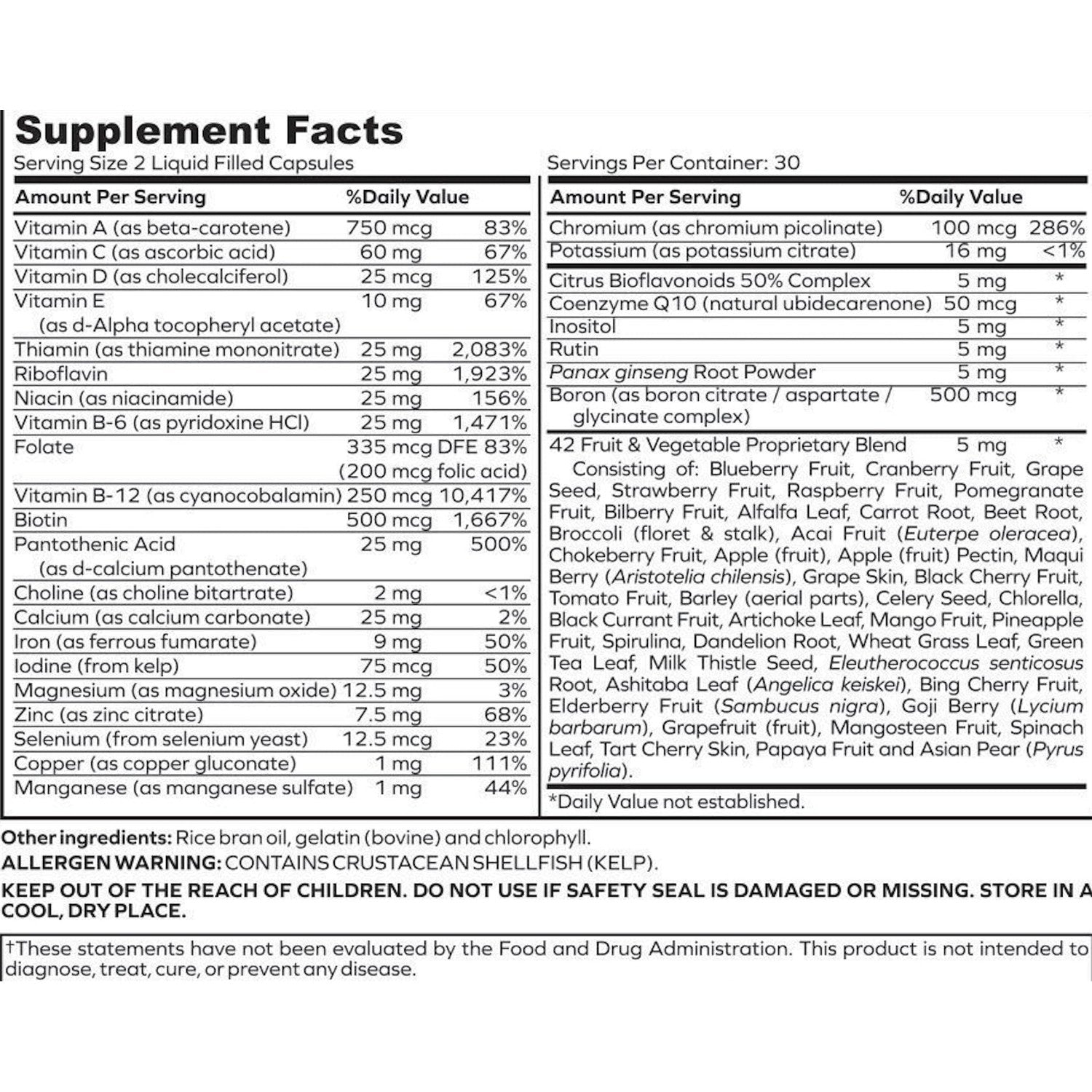 envitamin Ultimate Multivitamin Multimineral and Superfood with 42 Fruit and Vegetable Blend, 60 Count