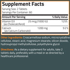 Bronson Calcium 1200 mg + Vitamin D3 1000 IU for Bone Health, 120 Tablets | High Potency Formula, Non-GMO, Gluten-Free & Soy-Free