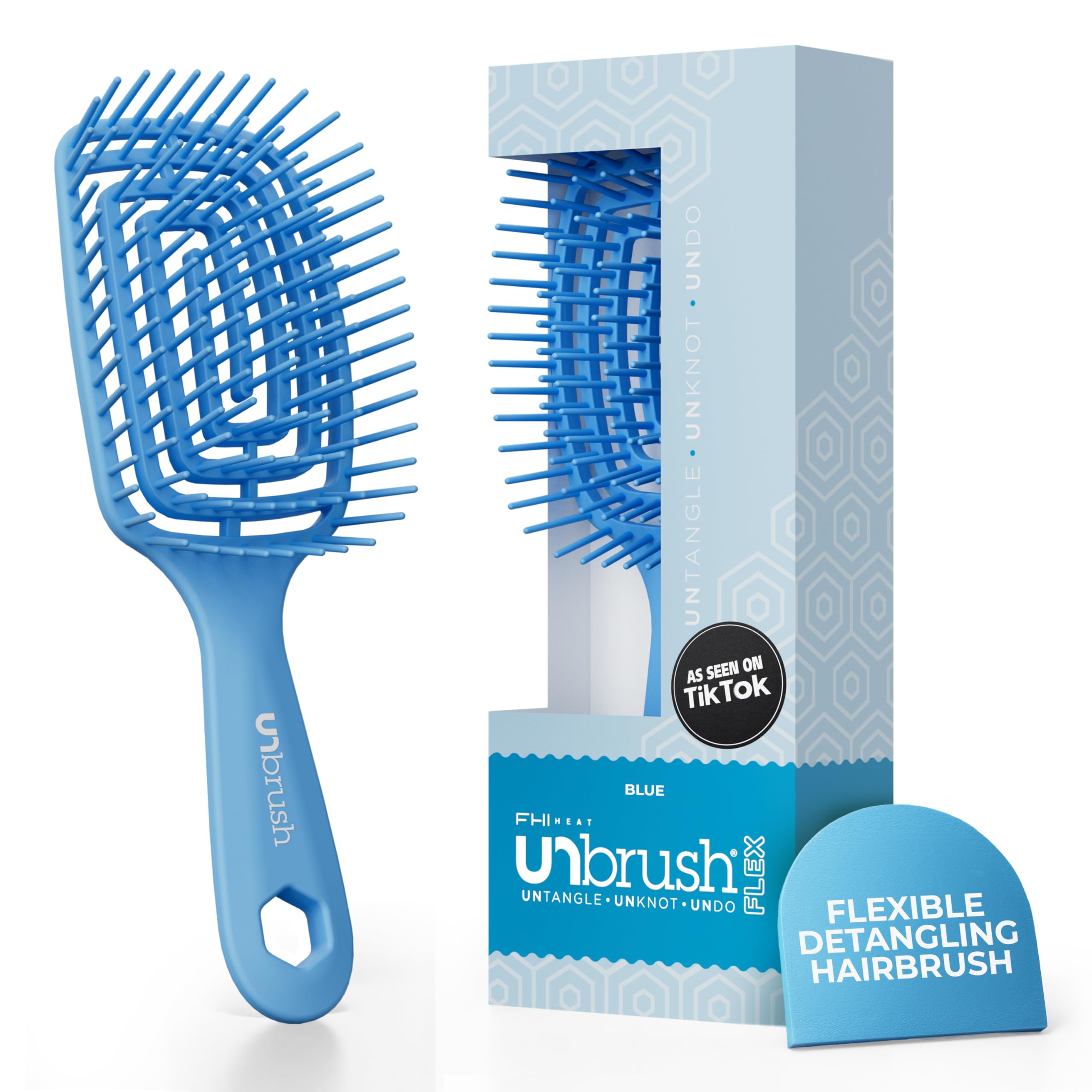 FHI Heat UNbrush Flex Detangling Brush - Ultra Flexible Hairbrush | DuoFlex Anti-Static Bristles for Removing Tangles, Massaging Scalp & Faster Styling - Pain-Free Hair Brush Detangler