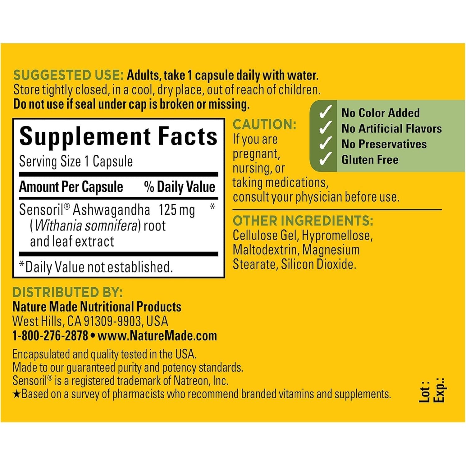 Buy now Nature Made Ashwagandha Capsules 125mg for Stress Support, 60 Capsules, 60 Day Supply at indiglob india