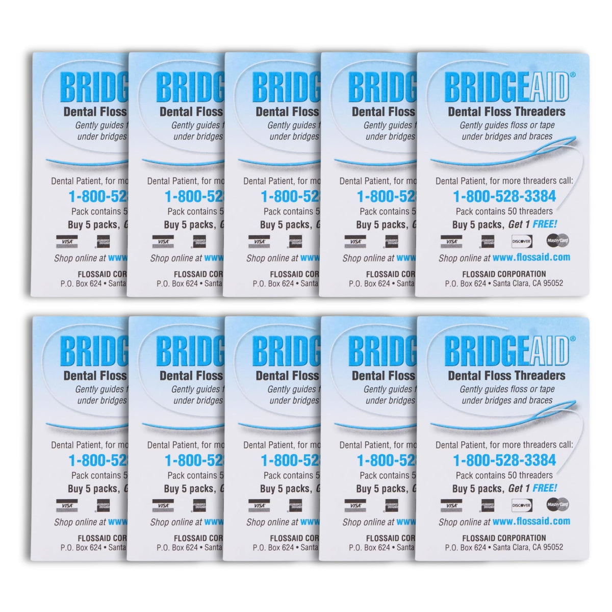 FLOSSAID BridgeAid Threaders 2 Packs of 50 (100 Threaders)