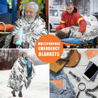 QIO CHUANG Emergency Mylar Thermal Blankets 4 Packs Survival Kit 84''x55''