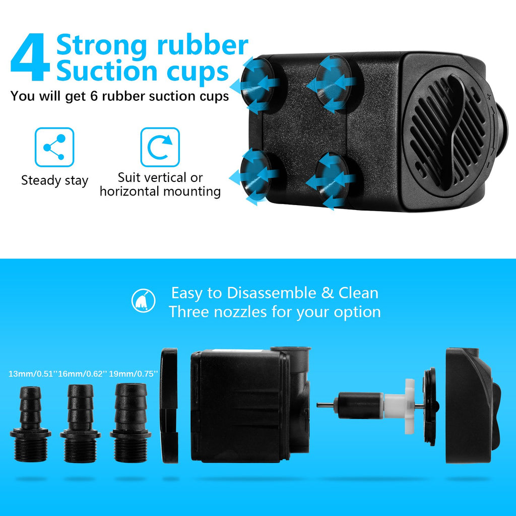 CWKJ 400GPH Submersible Fountain Water Pump for Pond Aquarium Hydroponics