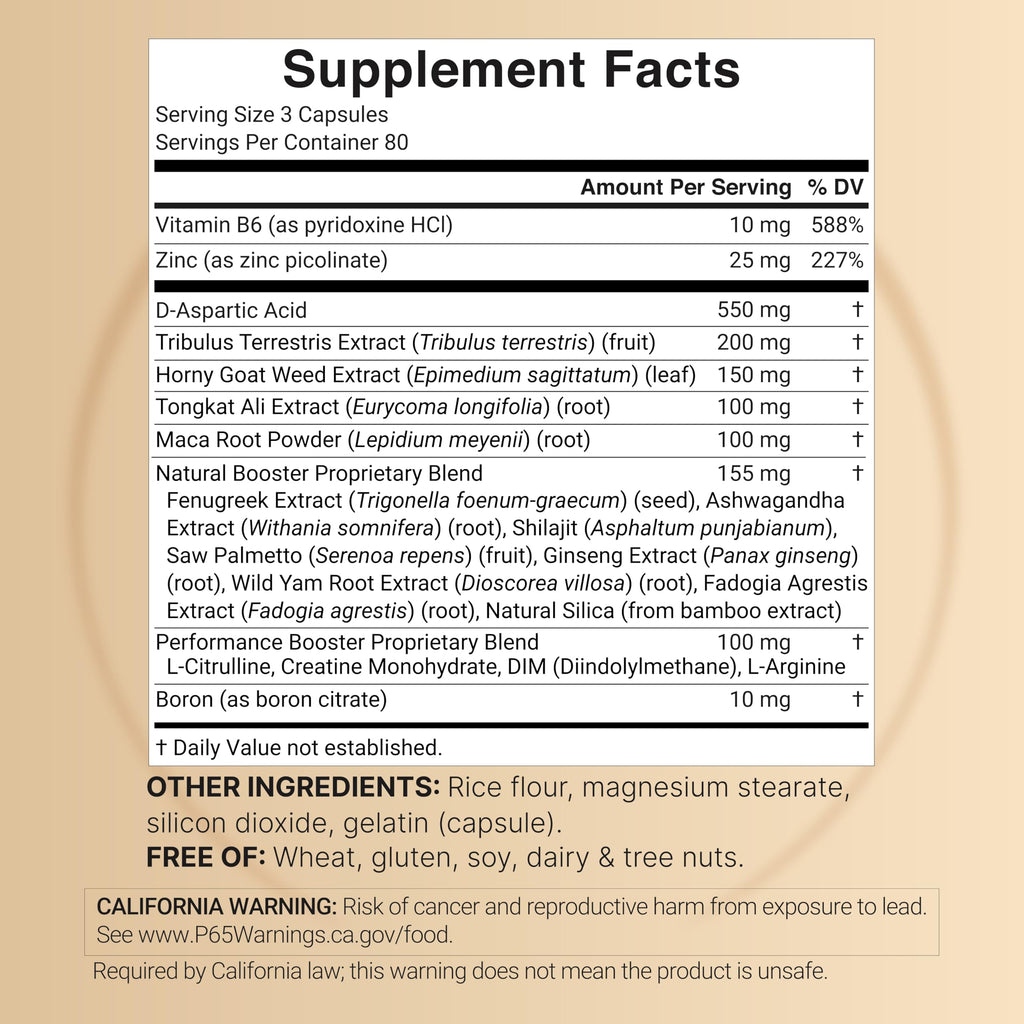 NatureBell Testosterone for Men, 240 Capsules | 20-in-1 Mens Health Complex with D-Aspartic Acid, Horny Goat Weed, Tribulus, Tongkat Ali, Saw Palmetto, Ashwagandha, L-Citrulline, & Creatine*