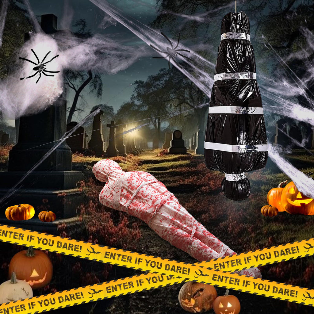 2 Packs 6ft Dead Body Bags Hanging Corpse Props Scary Halloween Decorations