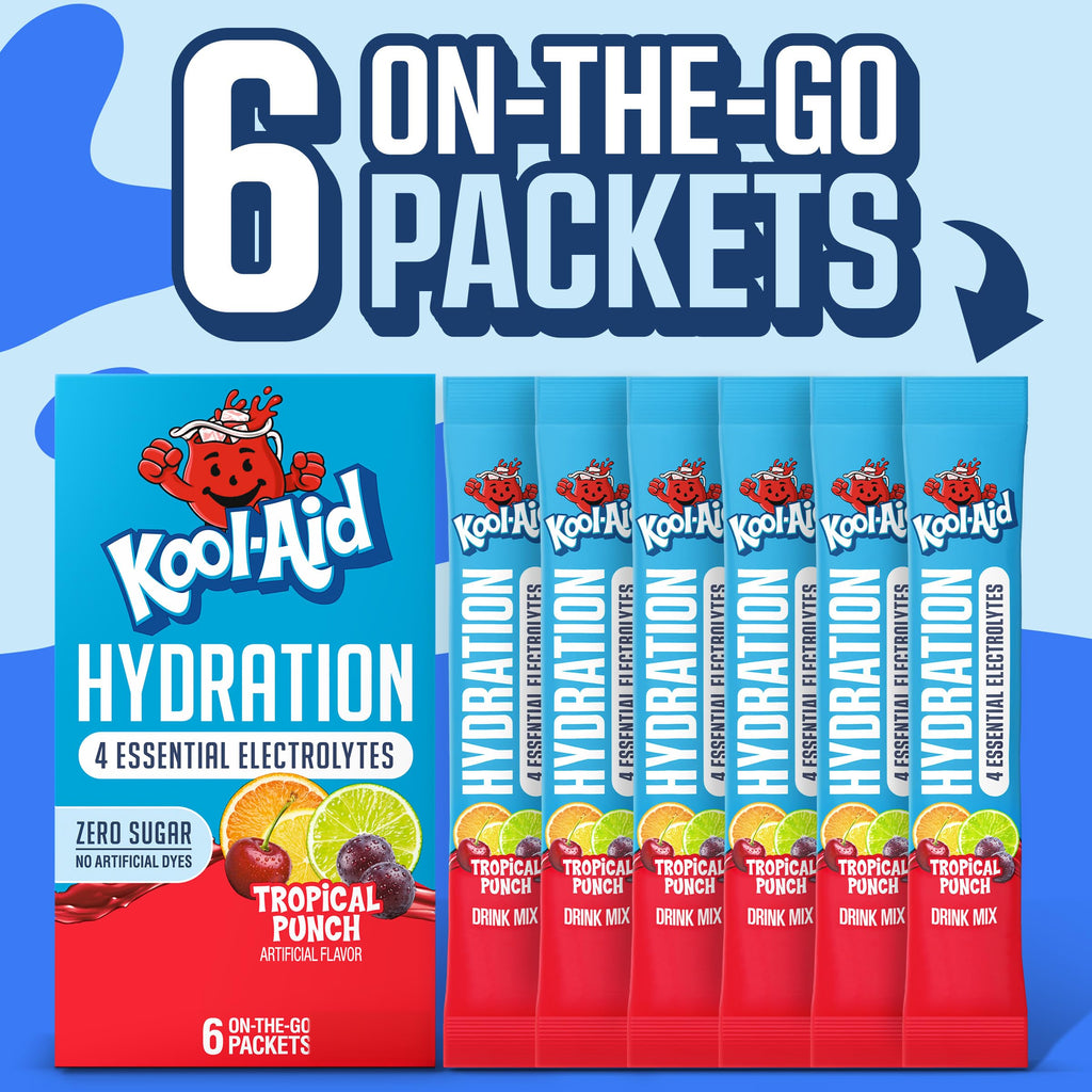 Kool-Aid Jammers Hydration, 6 On-the-Go Pkts, Tropical Punch, 1.32 oz