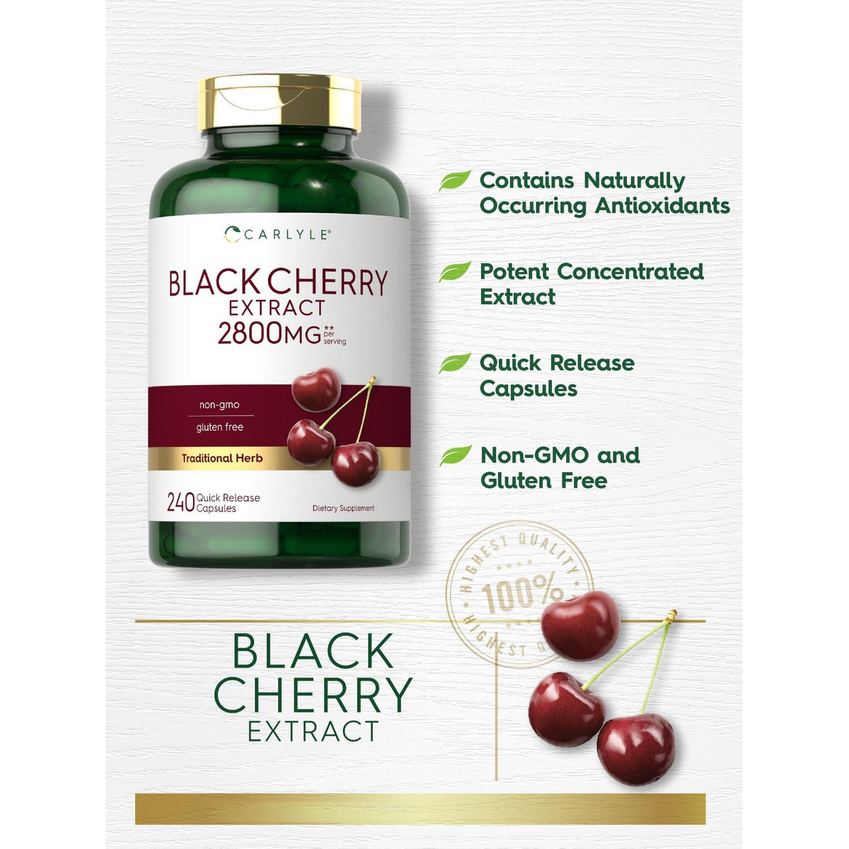 Carlyle Black Cherry Extract Concentrate | 240 Capsules
