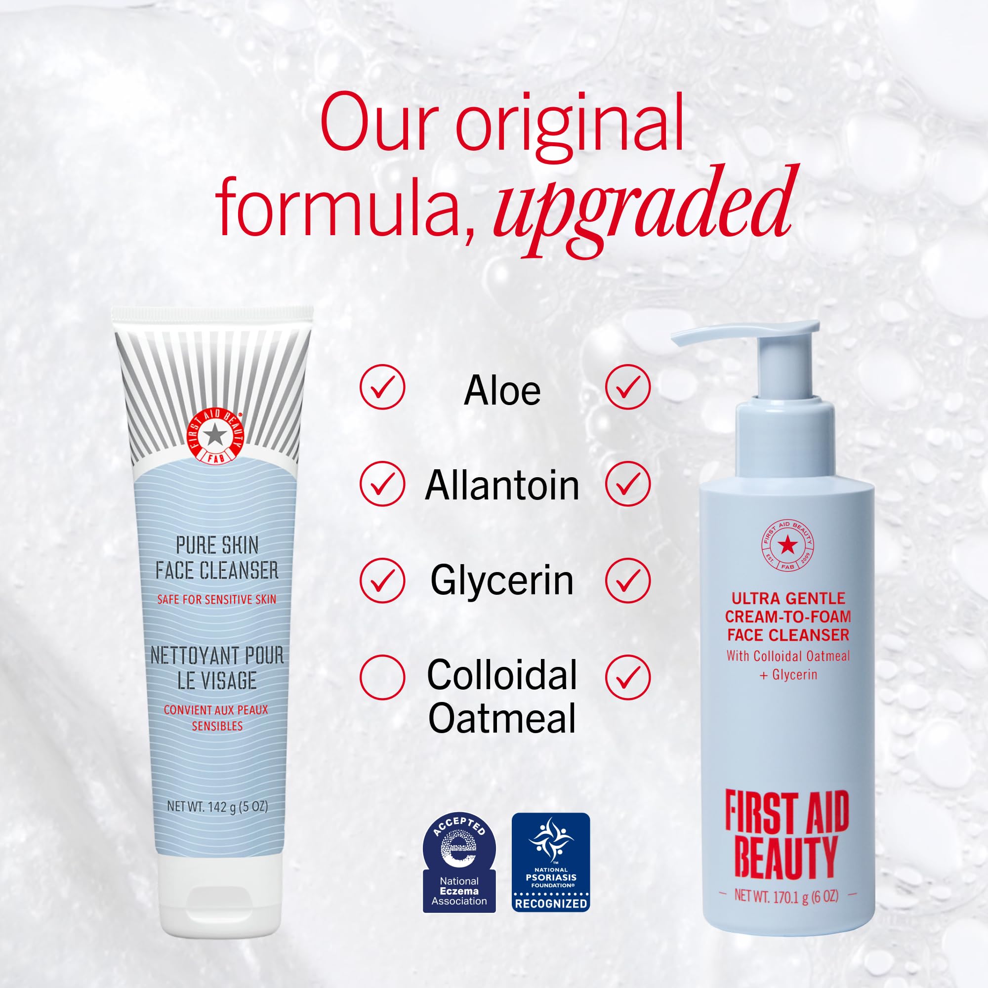 First Aid Beauty Ultra Gentle Cream-to-Foam Facial Cleanser,Makeup Removing Face Wash with Colloidal Oatmeal & Glycerin, Sensitive & Acne-Prone Skin