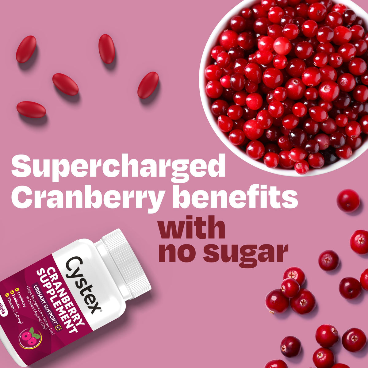 Cystex Cranberry Urinary Health Supplement, 75 Caplets