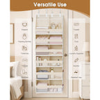 Criusia Over the Door Organizer, Extra Large 12 Compartments Closet Hanging Storage with 14 Mesh Pockets, 85lbs Capacity Behind the Door Storage for Baby Nursery, Bathroom, Bedroom, and Dorm, Beige