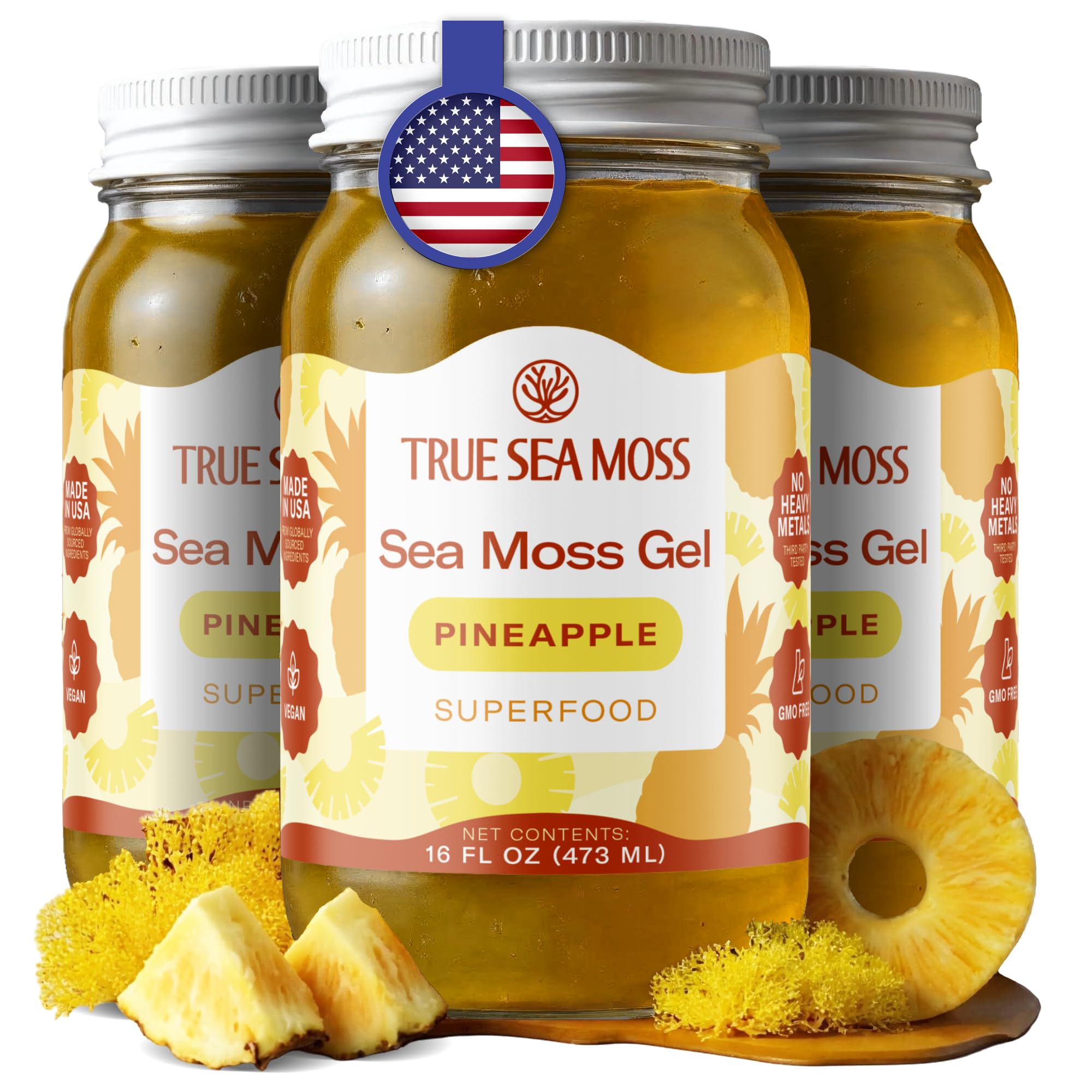 Buy now TrueSeaMoss Sea Moss Gel – Made in USA – Wildcrafted Seamoss, Fruits & Jarred Vegetables – Pineapple, Pack of 1 (Labels may Vary) Pineapple 16 Fl Oz (Pack of 3) at indiglob india