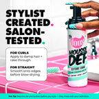 The Doux MOUSSE DEF Texture Foam, Multi-Use Styling Mousse, 7 oz | Styles, Conditions, Defines & Volumizes with Brilliant Shine, For All Curl Types & Textures, Non-Flaking Formula
