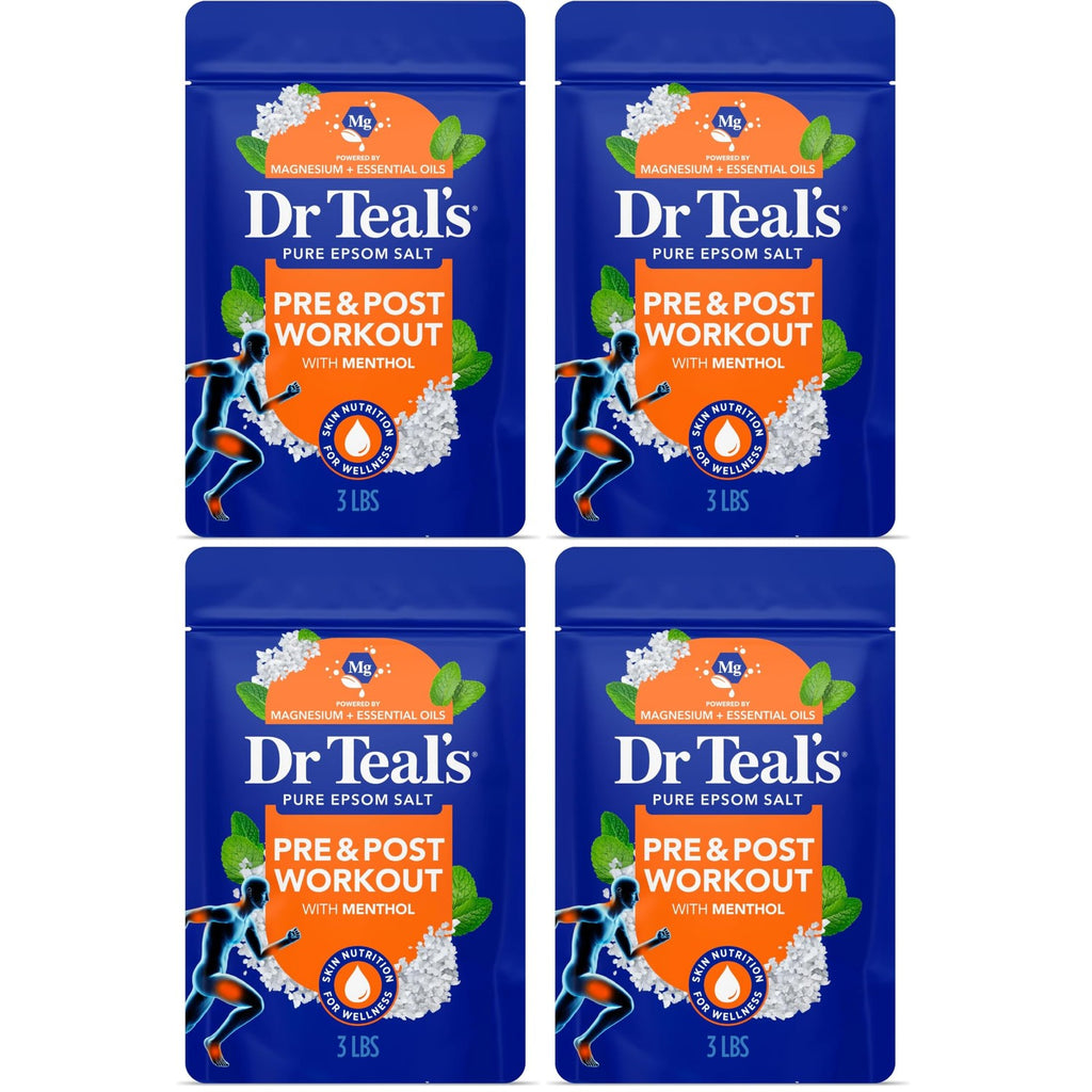 Dr Teal's Epsom Salt Magnesium Soak, Pre & Post Workout with Menthol & Essential Oils, 3 lbs