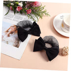 Buy now Beaupretty 2 Pieces Hair Snood Net Barrette Mesh Clip Elastic Butterfly Bun Bow Headdress for Lady Women Dance Office (Black) at indiglob india