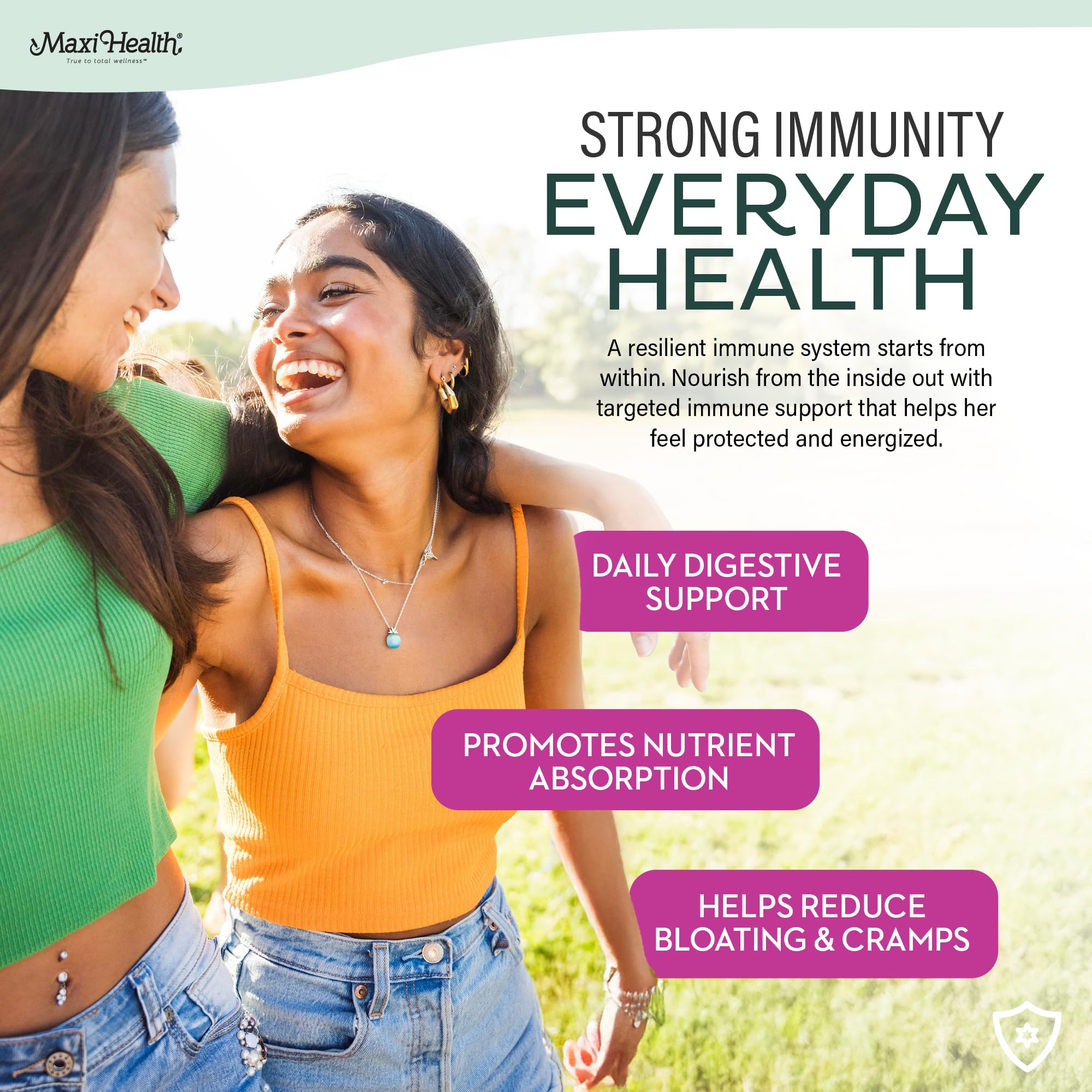 Maxi Health® Teen Vitamins for Girls 12-17, Teen Multivitamin (60 Count) | D3, Iron, Calcium, Biotin & Zinc | Skin, Immune & Mood Support | Kosher | Non-GMO | Doctor Formulated