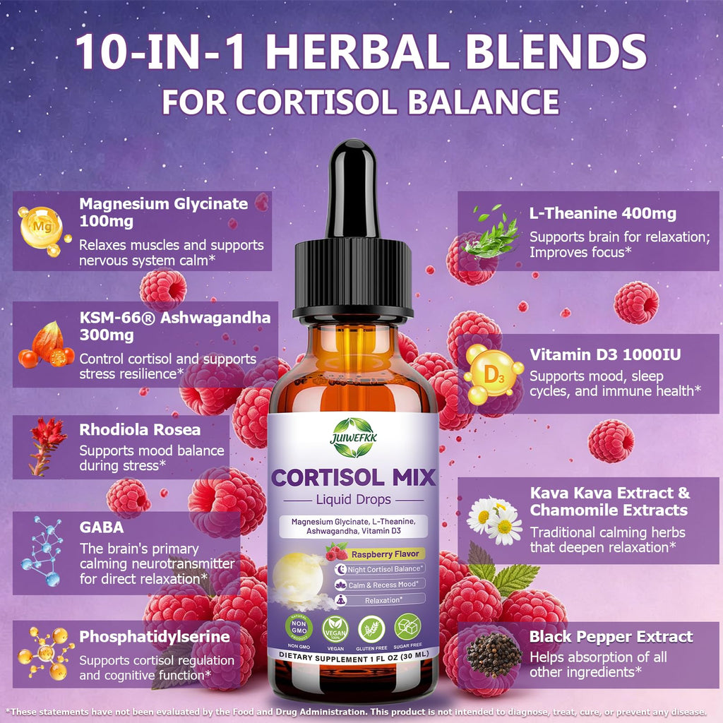 Cortisol Mix Liquid Drops 10-in-1 Cortisol Supplement for Women & Men