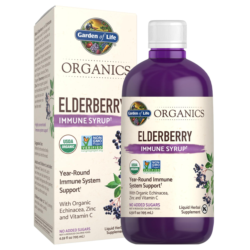 Garden of Life Organics Elderberry Immune Syrup, Vegan, 6.59 Fl oz