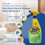 Zep Mold Stain and Mildew Stain Remover - 32 oz (Pack of 4) ZUMILDEW32 - Professional Strength No Scrub Formula