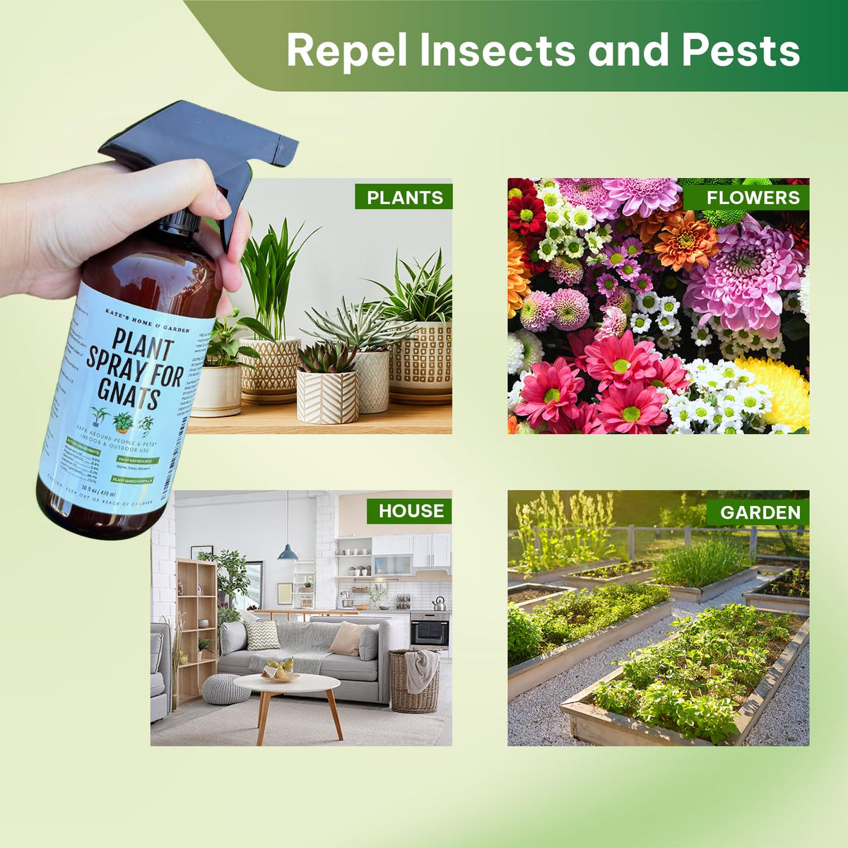 Kate's Garden Plant Spray for Insects & Getting Rid of Gnats (16oz)