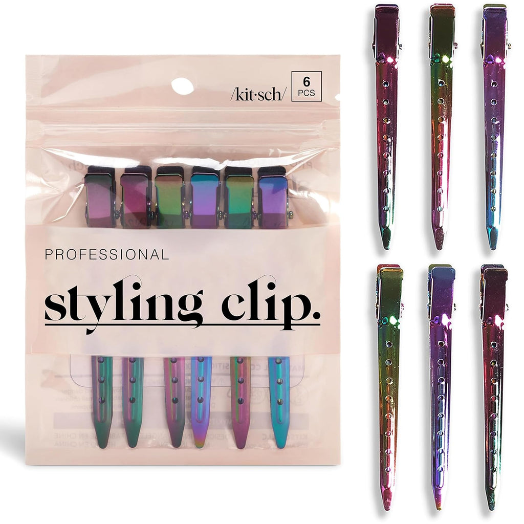 Kitsch Professional Alligator Clips - Rose Gold, 6 Pcs | 3.5" Aluminum Duckbill Hair Clips for Styling – Great Hair Sectioning Clips For Salon, Makeup Application