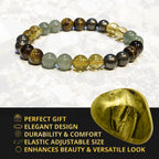 ANAYA AGATE Money Wealth Success Bracelet - Pyrite Green Aventurine Tiger Eye Citrine Bracelet Set for Men Women Healing Calming Anxiety Stress Relief Pulseras Para Hombres Mujer Stocking Stuffers