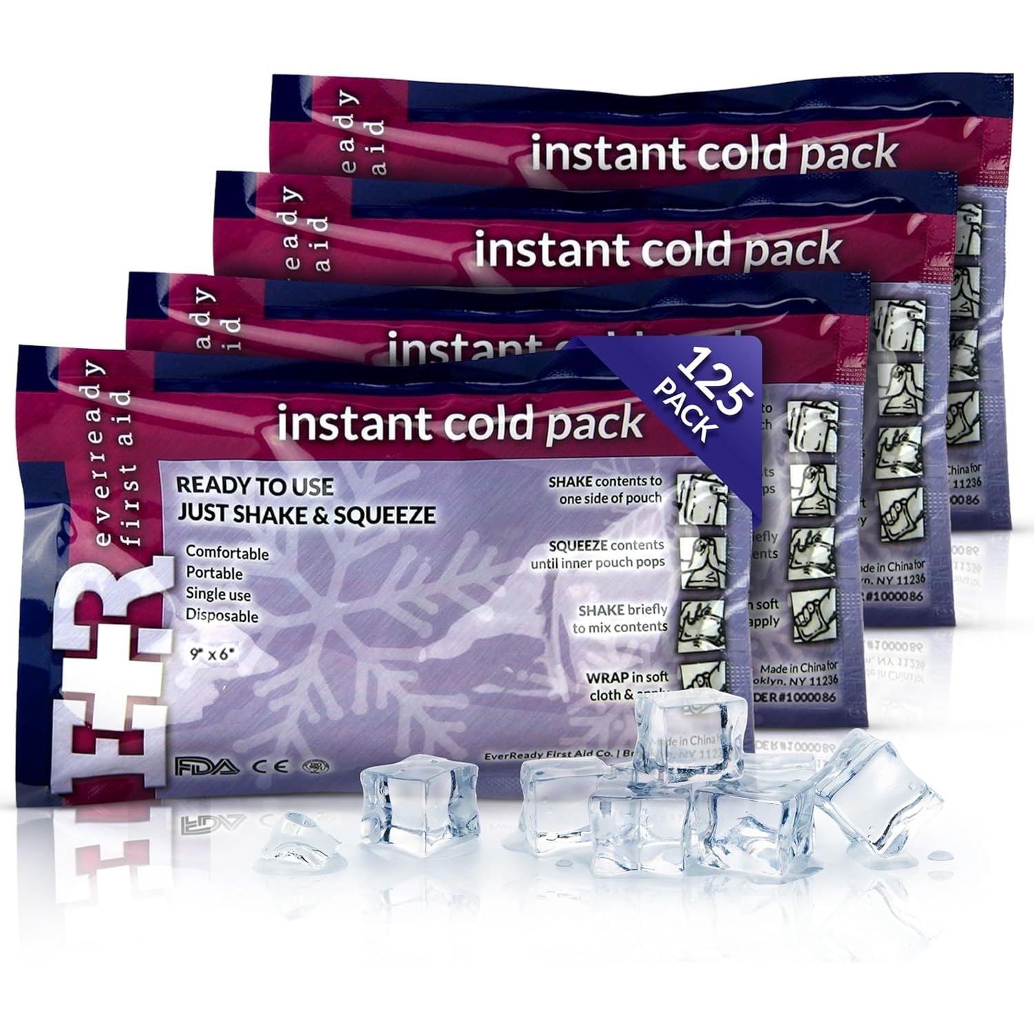 Buy now Ever Ready First Aid Disposable Cold Compress â€“ Instant Ice Pack for Injuries, Swelling & Pain Relief â€“ 4.5" x 7" â€“ FSA/HSA Eligible â€“ 3 Pack 125 Count (Pack of 1) at indiglob india